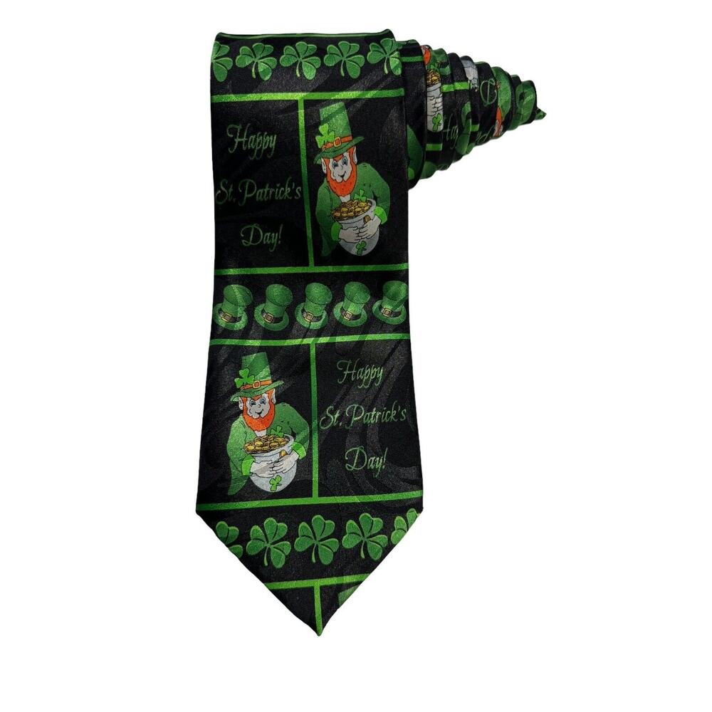 Steve Harris St Patrick’s Day Leprechaun Shamrock Pot Of Good Novelty Necktie
